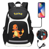 Pokemon Charmander USB Charging Backpack School NoteBook Laptop Travel Bags
